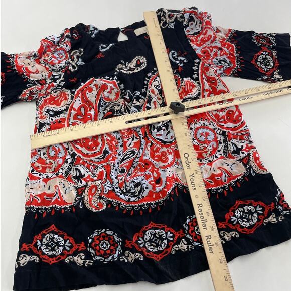 Ann Taylor LOFT Top Womens X Small Red‎ Black Paisley Floral Shift Blouse Top - Picture 7 of 7